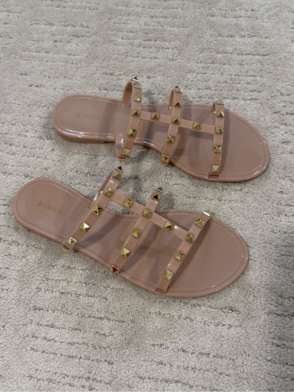 gianni bini Women's Nude Studded Slide Sandals - Sleek Slip-On Style
